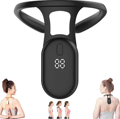 Produktbild von Smart Posture Corrector (Schwarz) für Spatel-Korrektarea, Wirbelsäulen-Wirbelsäule, intelligentes Vibrationsgerät, Unisex, Erwachsene, universelle Größe, verstellbar mit USB-A-USB-C-Kabel, schwarz, 11 x 124, 7 x 13 mm