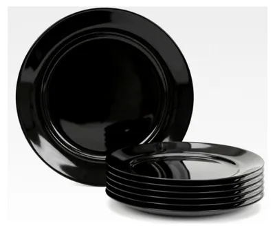 Produktbild von Geschirrset 6-teilig Schwarz-Weiß – Speiseteller, Dessertteller & Schalen aus Keramik – Kombiservice für 2 Personen – Spülmaschinenfest
