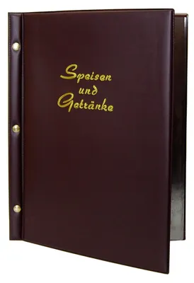 Produktbild von 1x Speisekarte (PVC) "Speisen und Getränke" dunkelbraun 8 Seiten A4