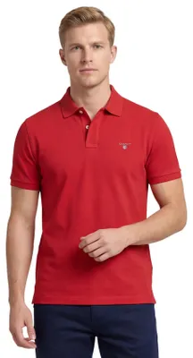 Produktbild von Gant Polo rot einfarbig Regular Fit Piqué Baumwolle