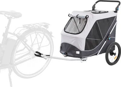 Produktbild von TRIXIE Fahrradanhänger für Hunde, schnell zusammenklappbar - grau - 74 × 95 × 103/143 cm