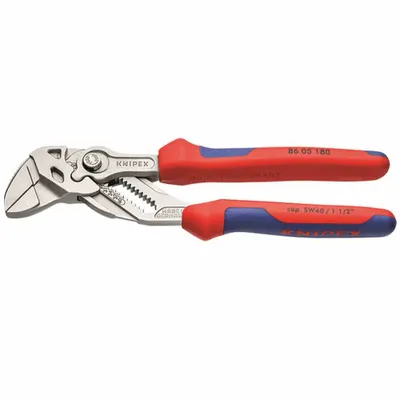Produktbild von Knipex 860-5180 Zangenschlüssel 180mm bis 35mm (1 3/8'),starkwandig, rot/blau/grau