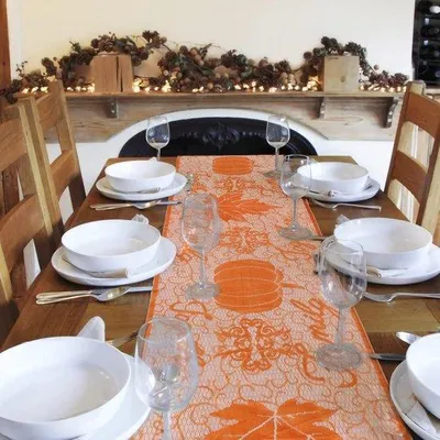 Immagine prodotto di Velo da tavola decorativo autunnale - 50,8 m di lunghezza - Decorazioni autunnali per le feste