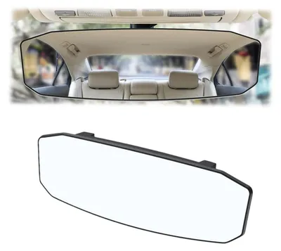 Image de Omgoods - Miroir de recul grand angle anti-éblouissement - Miroir de voiture à clipser - Miroir panoramique plat - Miroir de surveillance d'angle mort - ABS/Verre - 24,4 x 9 cm