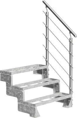 Produktbild von Aussentreppe Pertura Tallis mit Geländer 3 Steigungen Einlegestufen 100 cm Stahl
