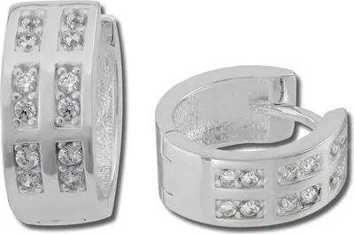 Produktbild von SilberDream Creolen 14mm weiß Ohrringe Sterlingsilber Zirkonia Damen D2SDO381W