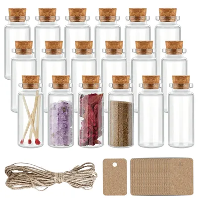 Productafbeelding van Set van 18 Mini Glazen Flessen met Kurk