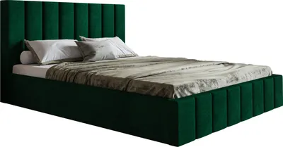 Obrázek produktu pro Čalouněná postel 140x200 Moris – ložnice, úložný prostor, rošt – moderní manželská postel, zelená