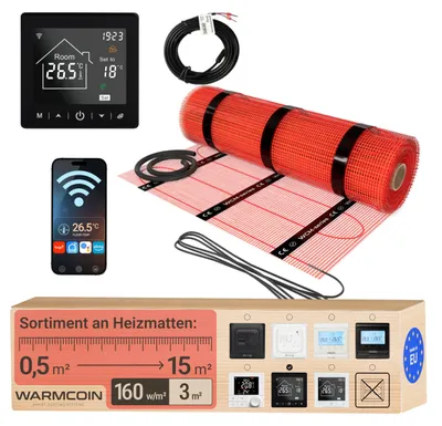Fußbodenheizung 160 W/m², 3 m², mit WiFi-Thermostat