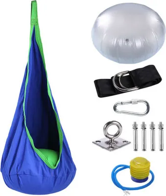 Produktbild von (Blau)Hängehöhle Kinderhängesessel mit Haken und Seilen Hängematte Outdoor-Hängetasche