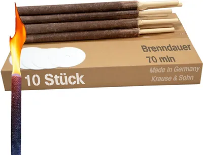 10x Hochwertige Fackeln made in Germany 70 Min. Brennzeit 40cm lang Pechfackel Wachsfackel Fackeln Fackelwanderung Party Deko Garten-Deko