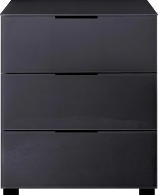 Produktbild von Nachtkommode OSHAWA, Graphit, mit 3 Schubkästen aus Melamin und Graphitglas