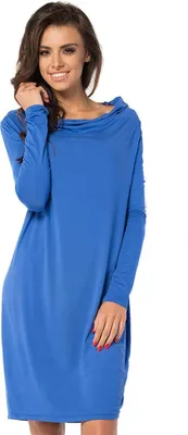 Produktbild von Damen Mini-Kleid klassisch Langarmkleid; Blau/M/L 38/40