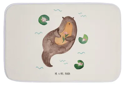 Produktbild von Mr. & Mrs. Panda Badezimmerteppich Otter Seerose - Weiß - Geschenk, Badematte, Wasser, Seeotter, Teppich Bad, Badteppich, glücklich, Fischotter, Duschvorleger, Fluss