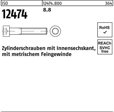 Produktbild von Reyher  Zylinderschrauben ISO 12474 8.8 M 16 x 1,5 x 45 (50 Stück)