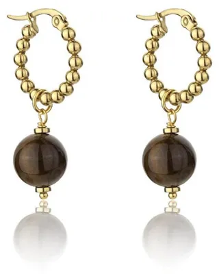 Image de Boucles d'oreilles créoles "Tigerauge" 2 en 1, modèle MCE23011G