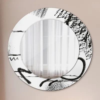 Produktbild von Modern Spiegel - Wandspiegel Design Wandmontage – Badspiegel mit Aufdruck - Rundspiegel - Graffiti Muster - Runder: Ø50cm