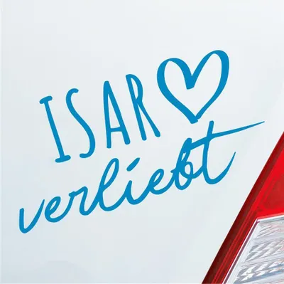 Produktbild von Auto Aufkleber Isar verliebt Herz Fluss River Wasser Water Liebe Car 19x10 cm Hellblau Sticker Heckscheibenaufkleber