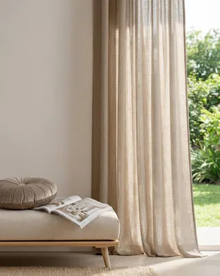Produktbild von Fertigvorhang Noa HOOMstyle - Halbtransparent - Gardine mit Kräuselband - 140x270 cm - Sand