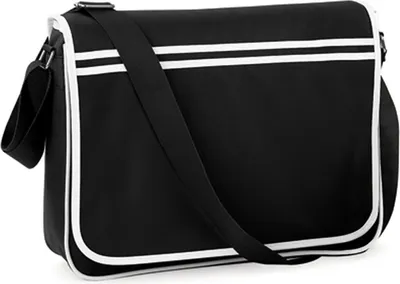 Produktbild von BagBase BG71 | Retro Messenger Umhängetasche | 40 x 30 x 10 cm - Farbe: Black/White - Größe: 40 x 30 x 10 cm
