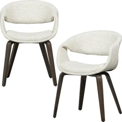 Produktbild von WOOOD Yossi 2er-Set Esszimmerstühle mit Holz Gestell und Stoffbezug, 78x57x57 cm, Dunkelbraun/ Weiß