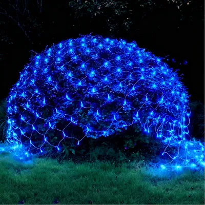 Produktbild von 2X2M 144LED Lichternetz Außen Innen Netz Lichtervorhang Weihnachtsdeko 8 Modi Lichterkette für Büsche Garten Balkon Weihnachtsbeleuchtung Blau