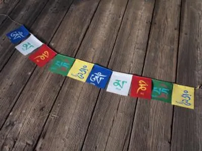 Image de Drapeau de prière tibétain « Om Mani Padme Hum »