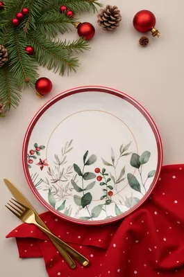 Productafbeelding van Hermia Concept, serviesbordenset voor kerst, wit (6 stuks) - 100% keramiek