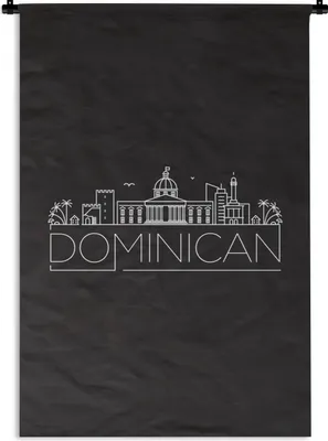 Produktbild von MuchoWow® Wandteppich Wandbehang Skyline "Dominikanische Republik" schwarz 60x90 cm Tapisserie Dekoration Wandtuch - Foto-Teppich - Abwaschbar