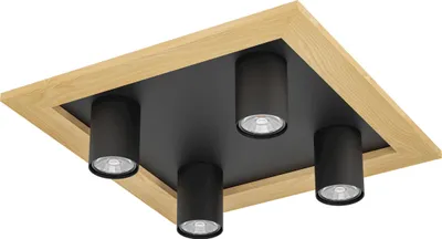 Produktbild von VALCASOTTO 1 Wand-/Deckenleuchte Lampe Beleuchtung - L37 x B37 x H10 cm - schwarz, braun - IP20