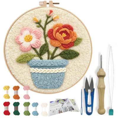 Punchnaaldset für Anfänger, Blumentopf-Motiv, 20 cm
