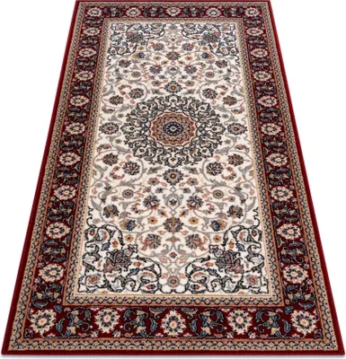 Produktbild von Teppich Wolle NAIN Ornament, Rahmen 6635/51036 beige / rotwein Mehrfarben 120x170 cm