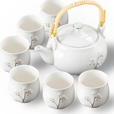 Image de Omgoods - Service à thé japonais en porcelaine, comprenant 1 théière et 6 tasses