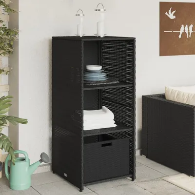 Produktbild von vidaXL Zahradní skříň černá 50x55x115 cm polyratan