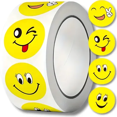Produktbild von Aufkleber auf einer Rolle 500 Stück. DIY-Lächeln für Kinder, Emoticons