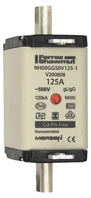 Zdjęcie produktu dla Wkładka bezpiecznikowa NH-ZERO 125A, rozmiar 00, AC500V - Bezpiecznik niskiego napięcia HRC NH0 125A NH00GG5...