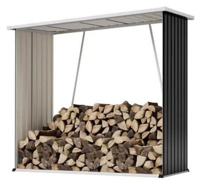 Produktbild von Brennholzunterstand Stahl verzinkt wetterfest Kaminholzregal Schwarz 172,3 x 88 x 158,1 cm