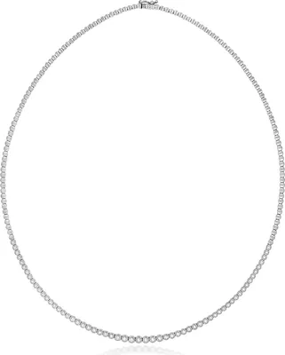 Produktbild von Funkelndes Feuer Stylische 9 Karat (375) Weißgold Damen - Diamant Halskette Brillant-Schliff 0.65 Karat HI - I1 - 42cm; TRS354319KW