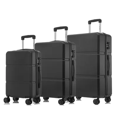 Produktbild von yonsly Premium Reisekoffer TSA-Schloss,YKK-Reißverschluss Hartschalen-Koffer Kabinenkoffer Rollkoffer Suitcase Handgepäck  (Schwarz, M-L-XL-Set)