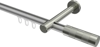 Produktbild von Interdeco Innenlaufstange / Gardinenstange mit Innenlauf Silbergrau / Edelstahl-Optik, Typ Prestige Mavell (Zylinder), 20 mm Ø 1-läufig, 400 cm