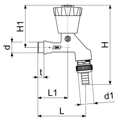 Produktbild von Schlösser Armaturen AUSLAUFVENTIL, ABSCHLIESSBAR M. RB, RV, SV, DN15, MATT CHR, GR:GR/SCHW