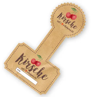 Produktbild von Itenga 50 x Kombi Marmeladenetikett für Deckel und Glas - Kirsche