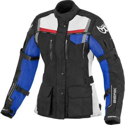 Obrázek produktu pro Berik Torino, dámská motocyklová textilní bunda, voděodolná, černá/modrá/červená, velikost 42