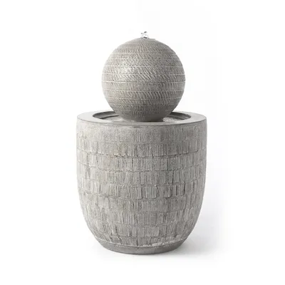 Produktbild von KÖHKO® Gartenbrunnen Zen-Kugel mit LED – Moderner Zierbrunnen mit strukturierter Oberfläche für Garten, Terrasse und Innenbereich