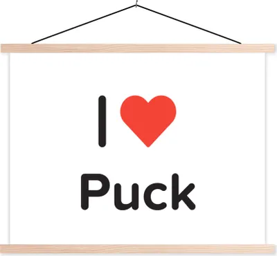 Produktbild von MuchoWow® Textilposter Ich liebe - Puck - Mädchen 40x30 cm mit holzfarbenen Rahmen - Bilder