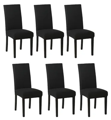 Immagine prodotto di Copri sedie, set da 6, colore nero, elasticizzati, adatti per sedie da pranzo, rimovibili e lavabili