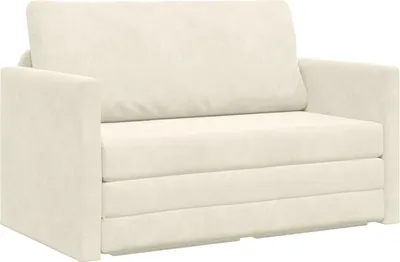 Produktbild von Boden Sofa Bett 2-in-1 Creme 124x204x61 cm Velvet, Schlafsofas DesignMöbel Neu