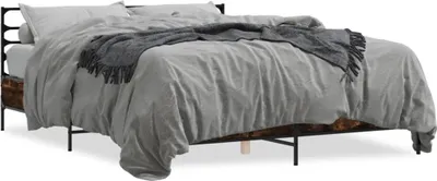 Produktbild von "Januar-Aktionen" Bettgestell Räuchereiche 150x200 cm Holzwerkstoff und Metall - Klassische Betten CC43