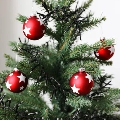 Produktbild von Glas-Weihnachtsbaumkugeln 4er-Set Christbaumkugeln Weihnachtsschmuck Deko 6cm , Variante:weiß / Stern