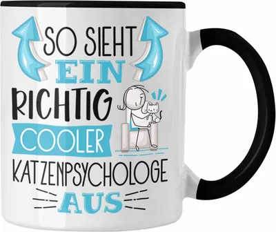 Produktbild von Trendation - Katzenpsychologe Tasse So Sieht Ein Richtig Cooler Katzenpsychologe Aus Geschenk Lustiger Spruch Geschenkidee (Schwarz)